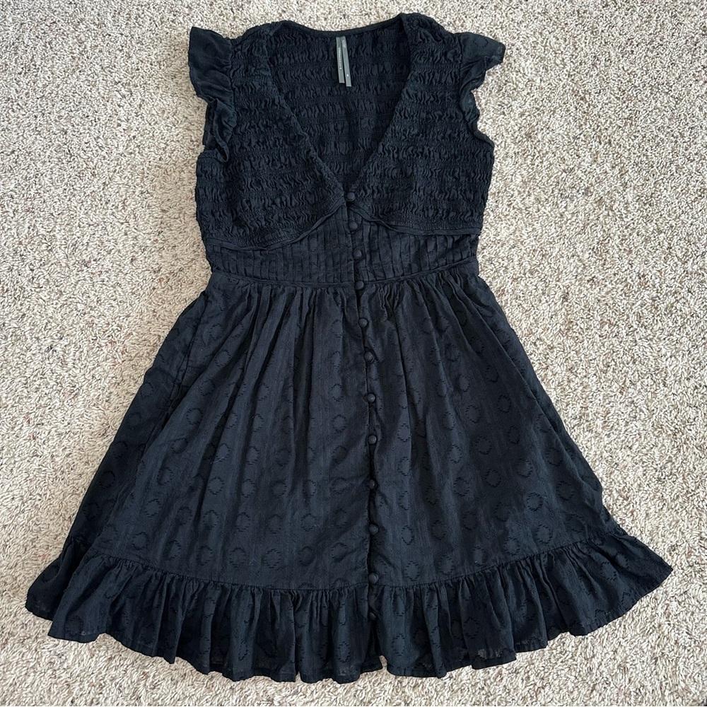 Anthropologie Black Ruffled Dress